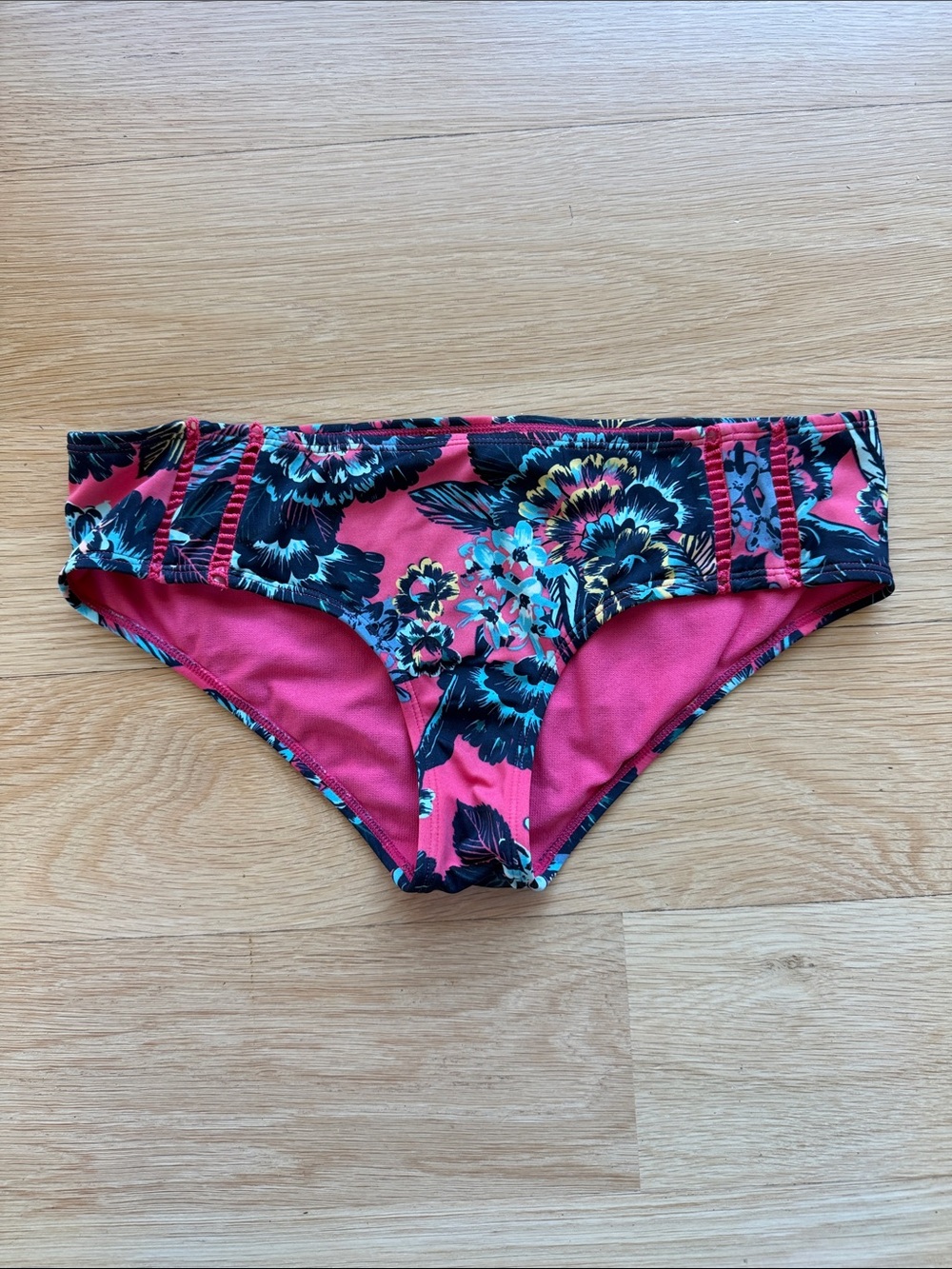 Roxy Floral Bikini Bottoms in Pink and Navy